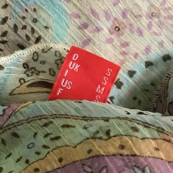 Esprit Sheer Paisley Ruffle Blouse Women’s Size S Pastel Boho Lightweight Top - Picture 5 of 8